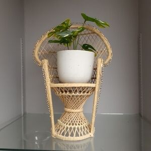 Vintage 80's  Wicker Doll/Plant Peacock Chair